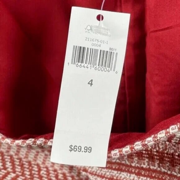 NEW Banana Republic Skirt Womens 4 Red White Striped Woven preppy classic - Picture 6 of 11